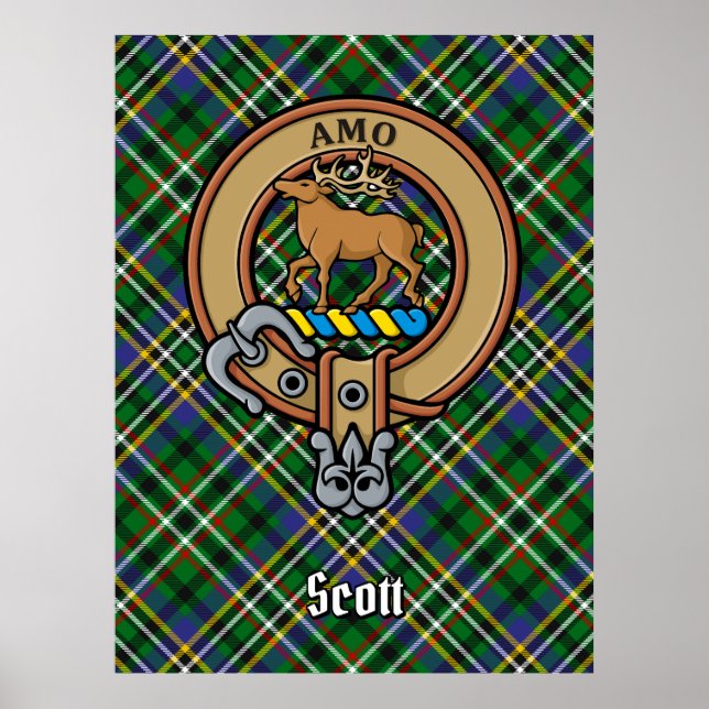 Poster Clan Scott Crest sur Green Tartan (Devant)