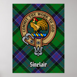Poster Clan Sinclair Crest sur la chasse Tartan