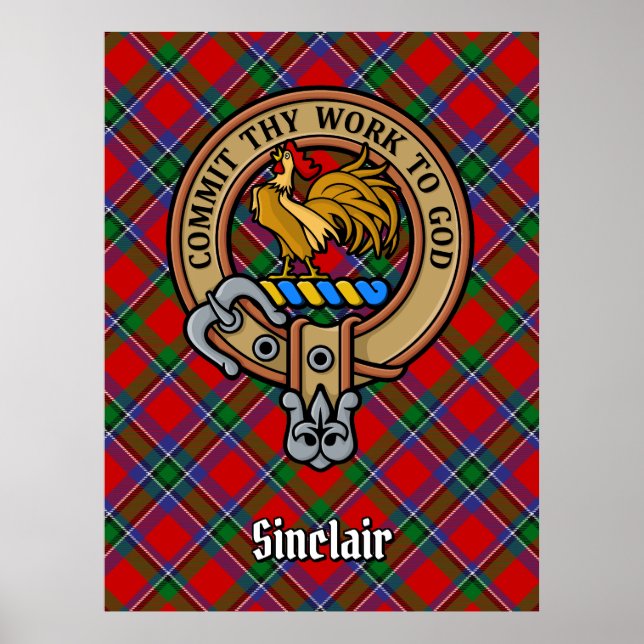 Poster Clan Sinclair Crest sur Tartan (Devant)