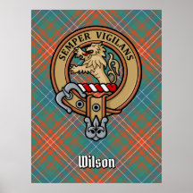 Clan Wilson Crest au-dessus de Tartan antique