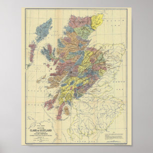 Poster Clans Of Scotland Historical Map Locations Des Cla