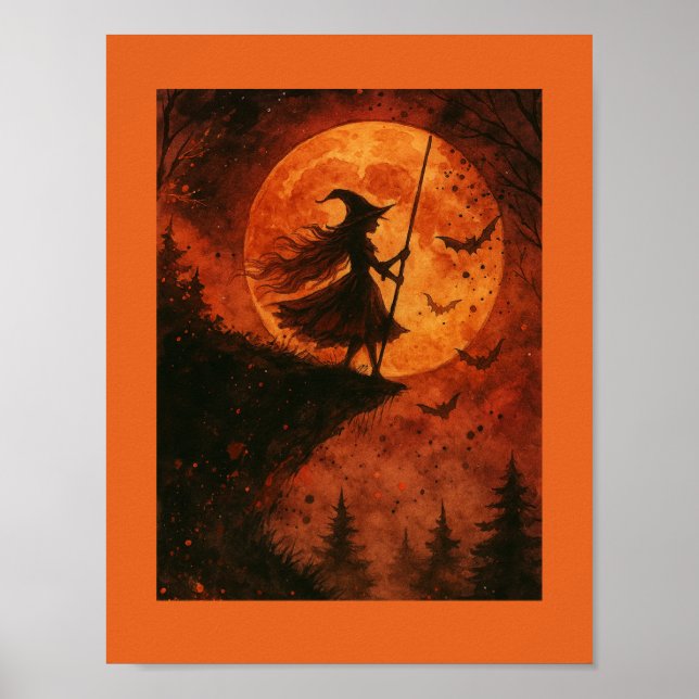 Poster Clapet de la Sorcière et de la Lune | Halloween éf (Devant)