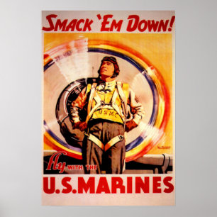 Poster Claquez-les vers le bas ! - Marines des USA