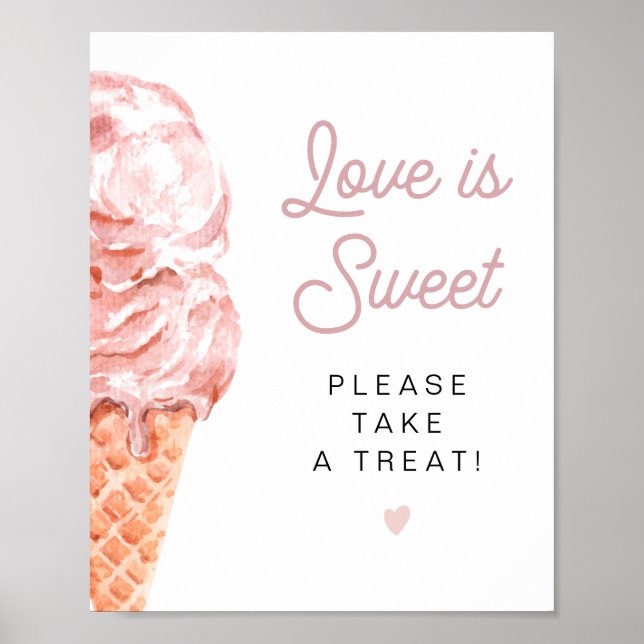 Poster CLARA Retro Crème de glace L'amour est doux Prenez (Devant)