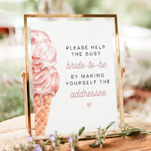 Poster CLARA Rétro Rose Glace Mariage Cérémonie Adresse