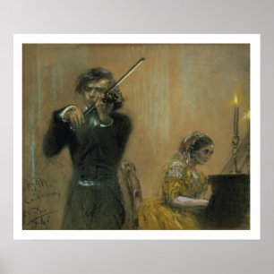 Poster Clara Schumann (1819-96) et violoniste, 1854 (pa