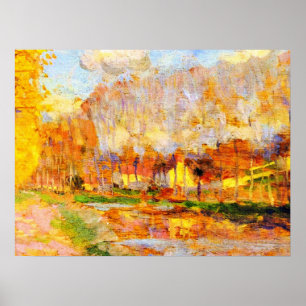 Poster Clarence Gagnon art, Canal du Loing, Moret