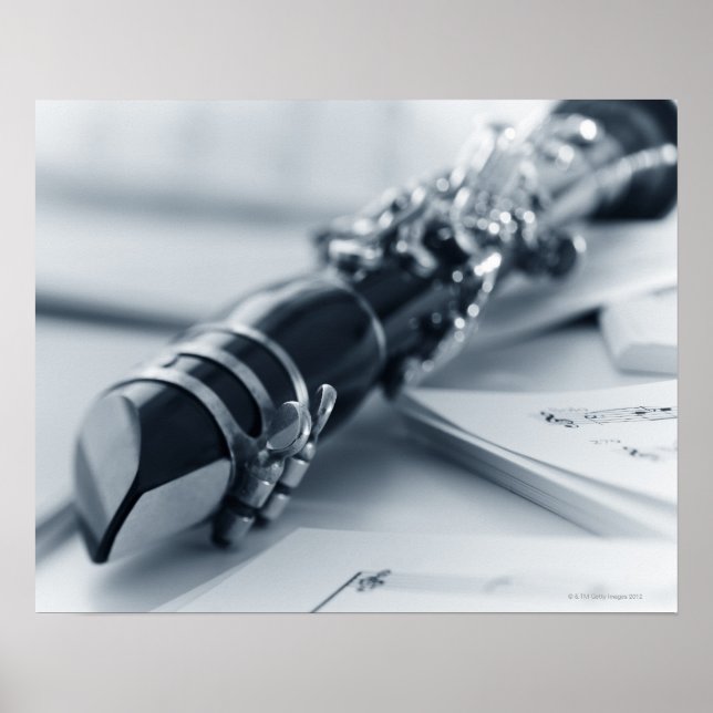 Poster Clarinet sur les feuilles de musique (Devant)