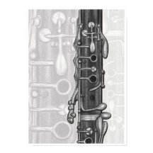 Clarinet Upper Joint en Charcoal Music Art Print