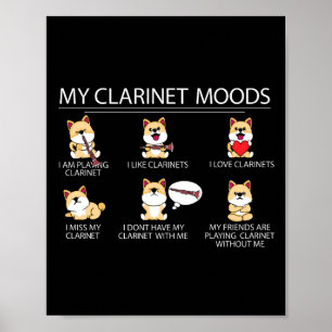 Poster Clarinetist Shiba Inu Chien Musicien Cadeau Clarin