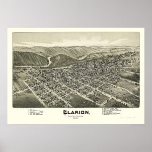 Poster Clarion, PA Carte panoramique - 1896