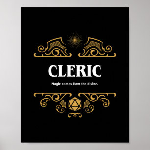 Poster Classe Cleric Jeu RPG Tablett