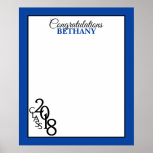Poster Classe de 2018 Graduation Autograph Keepsaké Blue