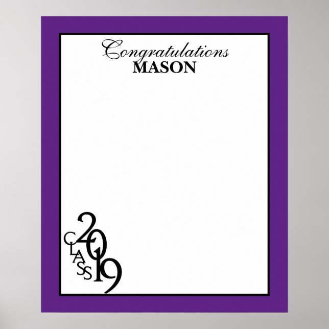 Poster Classe de 2019 Graduation Purple Autograph Keepsak (Devant)