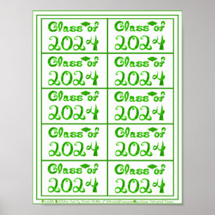 Poster Classe de 2024 Green Parties scintillant Tags de p