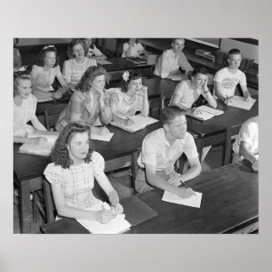 Poster Classe de lycée, 1943. Photo vintage