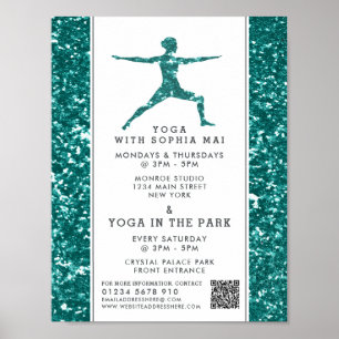 Poster Classe de Yoga Parties scintillant Aqua tendance P
