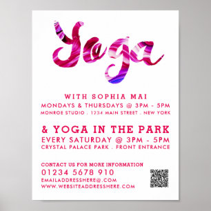 Poster Classe de Yoga rose moderne tendance