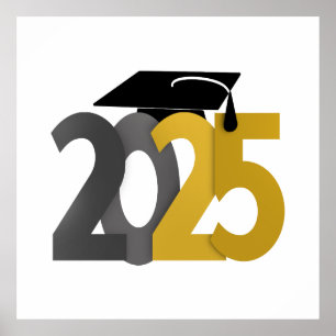 Poster Classe d'or et de gris de 2025 Graduation