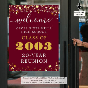 Poster Classe Réunion Année Bienvenue Maroon Gold Stars