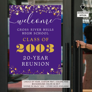 Poster Classe Réunion Année Bienvenue Purple Gold Stars