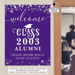 Poster Classe Reunion Welcome Purple Silver Stars Personn