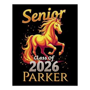 Poster Classe supérieure 2026 Cheval de Feu Personnalisé 
