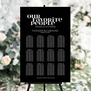 Poster Classement rétrograde élégant en mariage noir