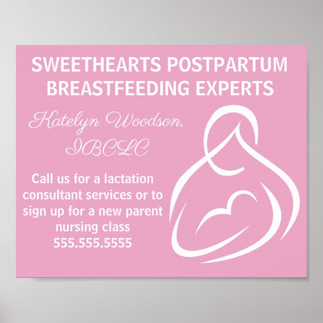 Poster Classes d'allaitement en lactation rose (Devant)