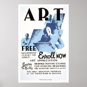 Poster Classes d'art gratuites 1936 WPA
