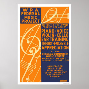 Poster Classes de violon de piano WPA 1939