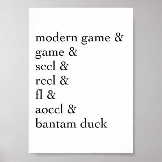 Poster Classes de volaille Bantam pour l'exposition
