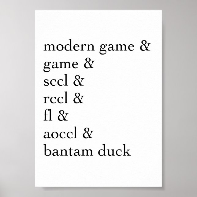 Poster Classes de volaille Bantam pour l'exposition (Devant)