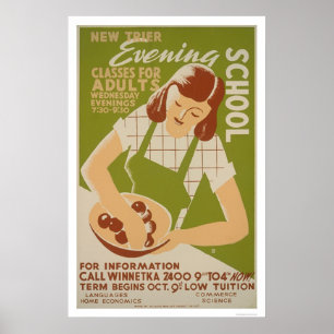 Poster Classes pour adultes Winnetka 1941 WPA