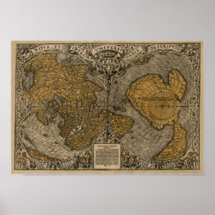Poster Classic 1531 Carte du monde antique par Oronce Fin