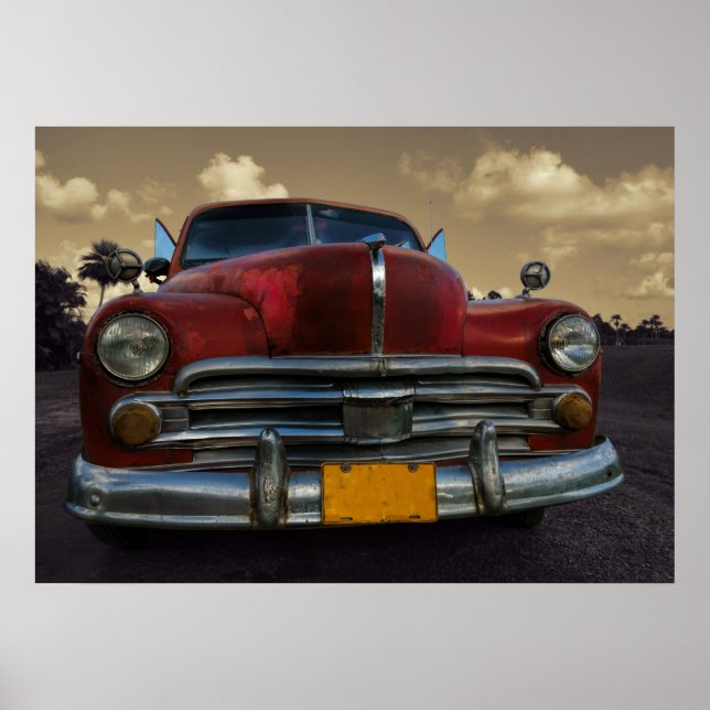 Poster Classic American Car à Vinales, Cuba (Devant)