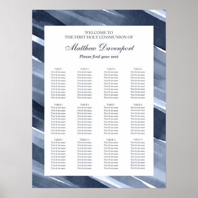 Poster Classic Blue moderne Seating Chart (Devant)