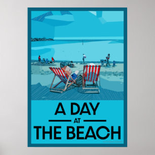 Poster Classic British Beach Art British Sea Side