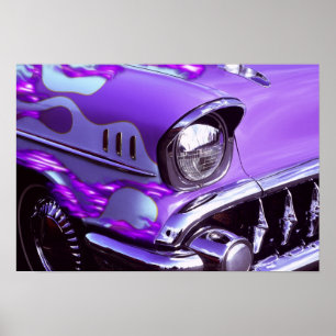 Poster Classic car: Chevrolet with flaming hood