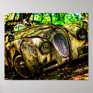 Poster Classic Car Graveyard   Jaguar XK