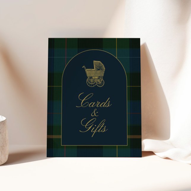 Poster Classic Dark Green Plaid Baby Shower Cards & Gifts (Créateur téléchargé)