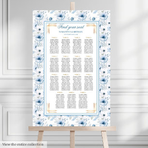Poster Classic Dusty Bleu Boho Parties scintillant Or Tab