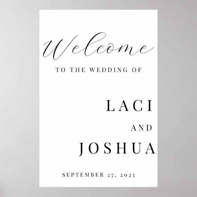 Poster Classic Elegant Welcome Wedding Sign – Timeless  (Devant)