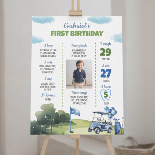 Poster Classic Golf Thème Garçon 1er Anniversaire Jalon