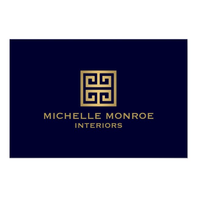 Poster Classic Greek Key Gold/Navy Blue Logo Télécharger (Devant)