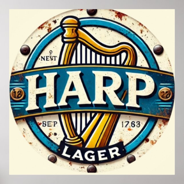Poster Classic Harp Lager Beer Logo Round (Devant)