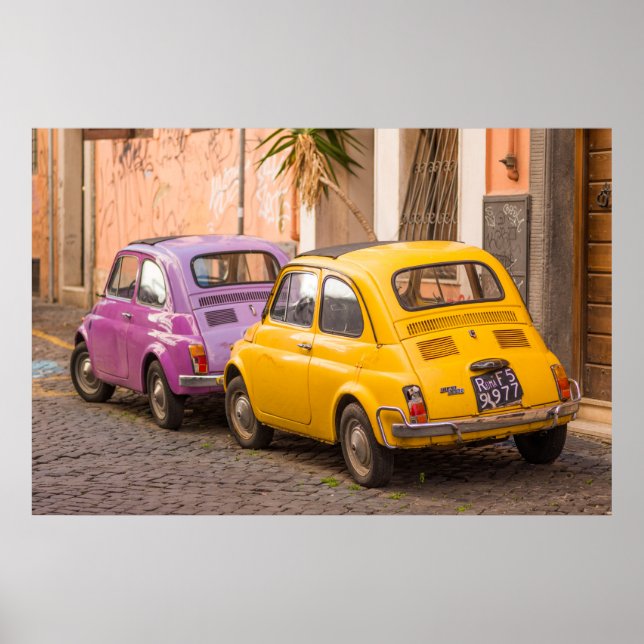 Poster Classic italien Fiat 500 voitures à Rome Italie (Devant)