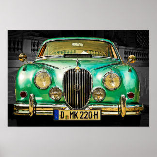 Poster Classic Metallic Green Jaguar Sedan