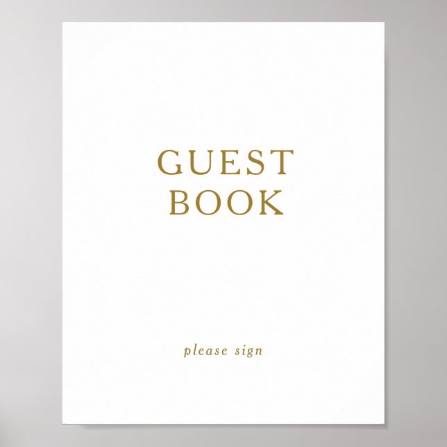 Poster Classic Minimalist Gold Guest Book Sign (Devant)