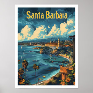 Poster Classic Père Noël Barbara USA Retro Vintage voyage